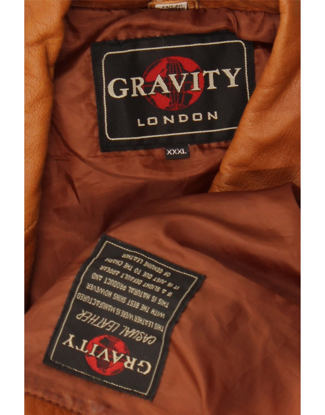 Vintage hombres cuero 3 botones Blazer chaqueta Reino Unido 46 3XL cuero marrón