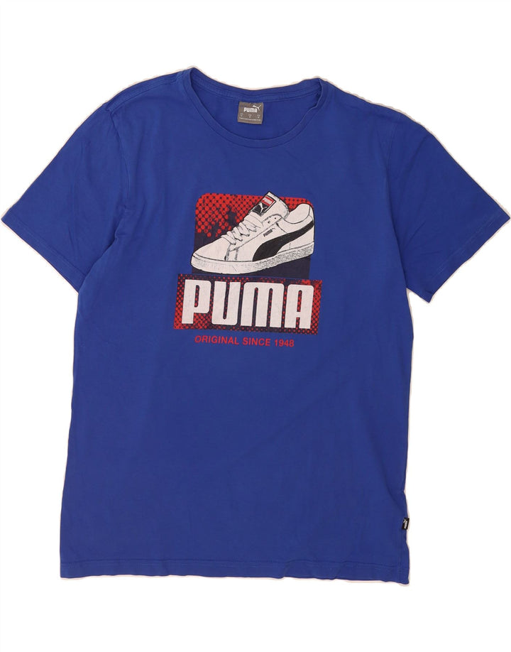 PUMA Mens Graphic T-Shirt Top Medium Blue Cotton Vintage Puma and Second-Hand Puma from Messina Hembry 
