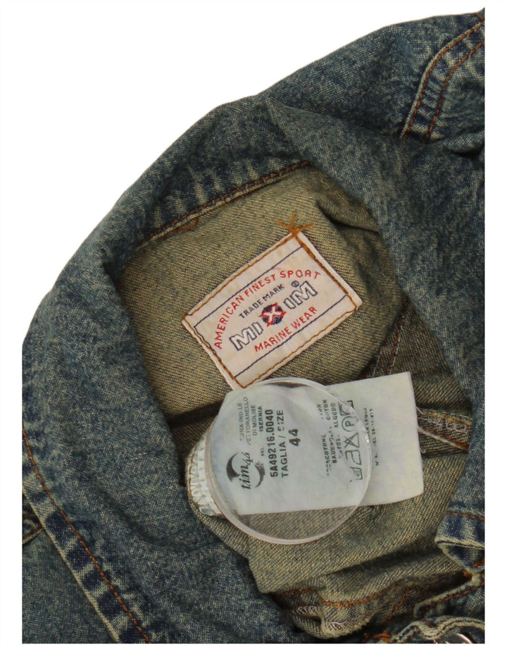 VINTAGE Chaqueta vaquera corta para mujer IT 44 Algodón azul medio