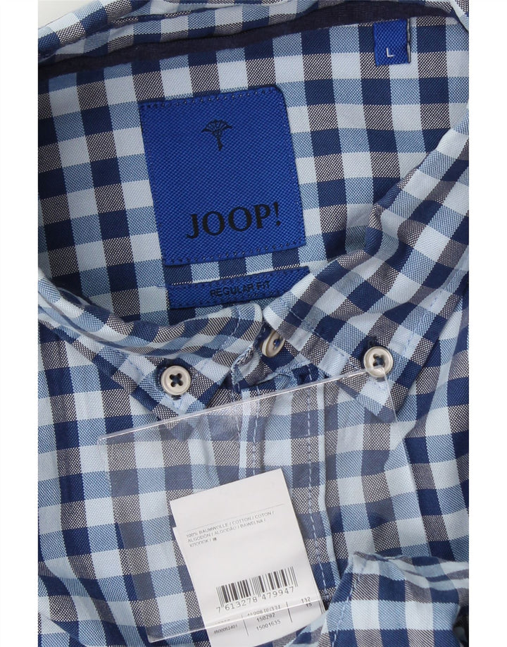 JOOP Mens Regular Fit Shirt Large Blue Check Cotton Vintage Joop and Second-Hand Joop from Messina Hembry 