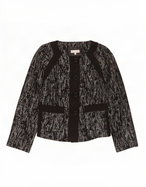 Marks & Spencer Womens Abstract Pattern Blazer Jacket UK 16 Large Black