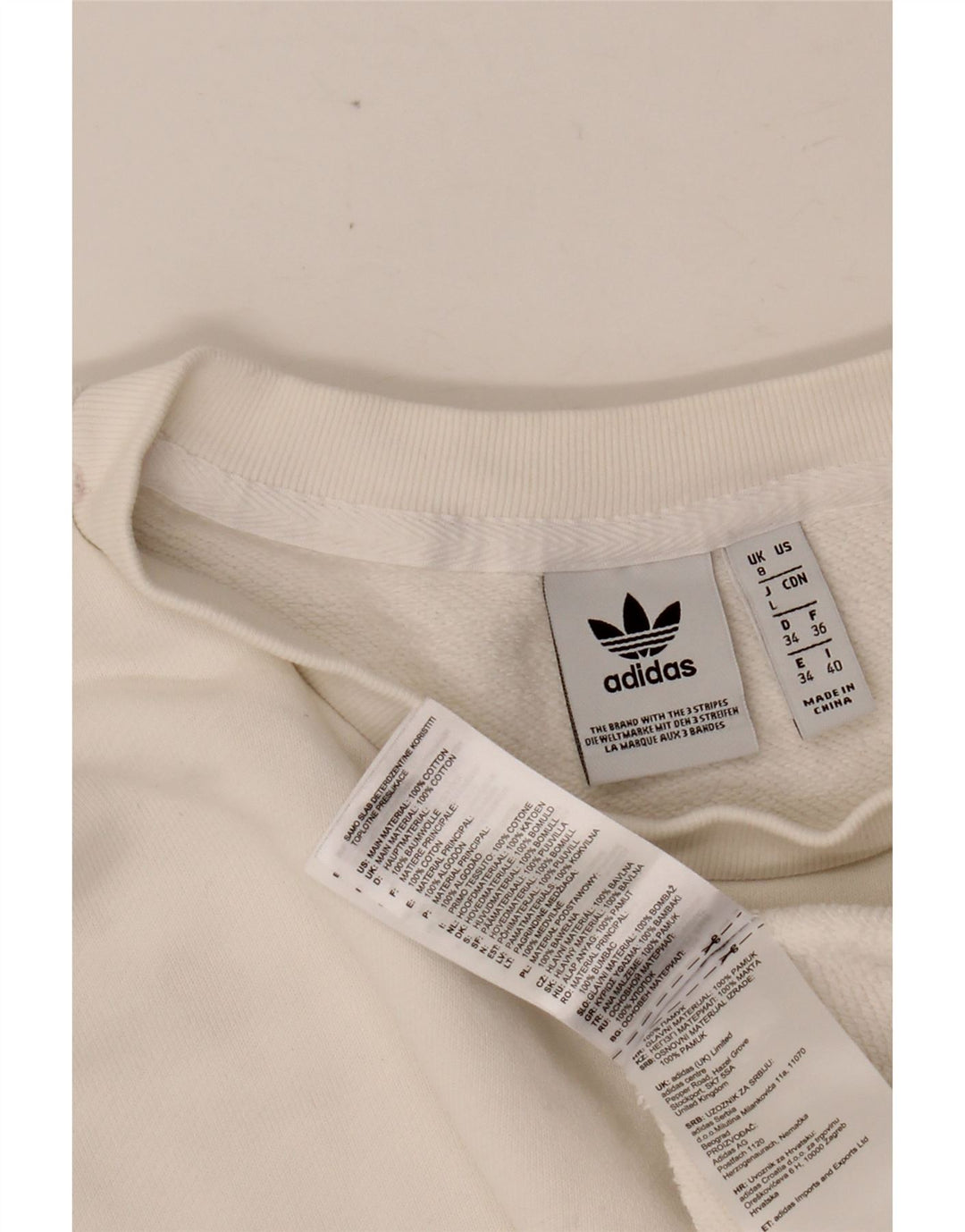 ADIDAS Sudadera con gráfico extragrande para mujer UK 8 Small White Cotton