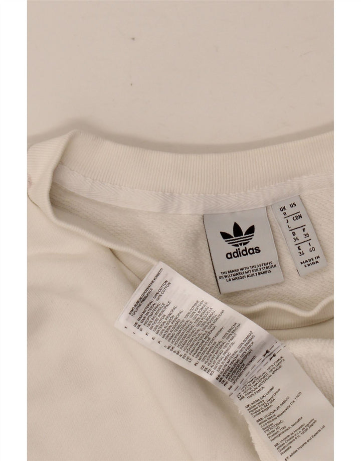 ADIDAS Sudadera con gráfico extragrande para mujer UK 8 Small White Cotton