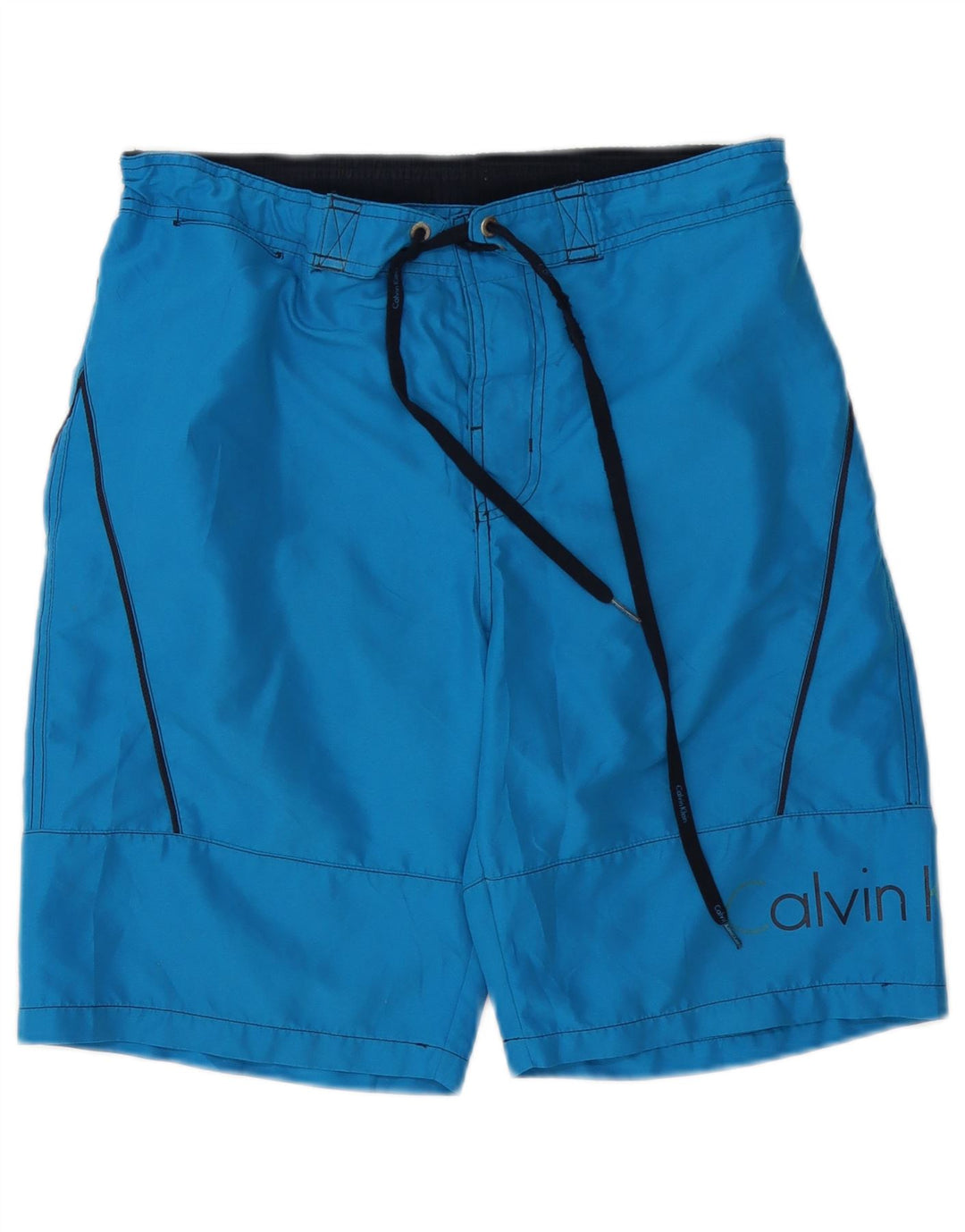 Calvin Klein Bañador con estampado gráfico para hombre, poliéster azul pequeño