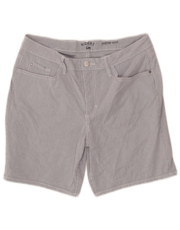 Lee Womens Riders Mid Rise Casual Shorts W33 Grande Azul Pinstripe