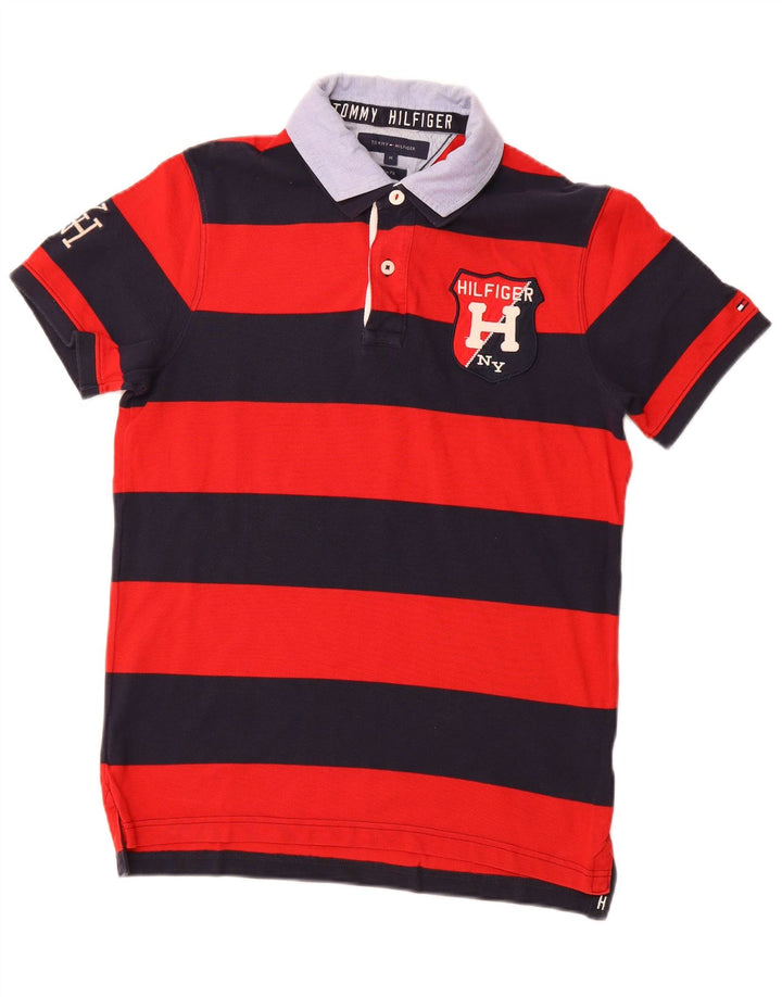 TOMMY HILFIGER Polo de rugby con gráfico y corte entallado para hombre Rayas rojas medianas