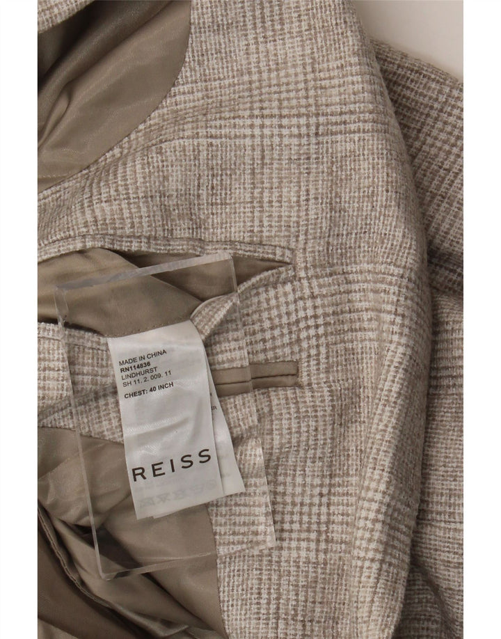 Reiss Chaqueta tipo blazer de 2 botones para hombre UK 40 Large Grey Check Poliéster
