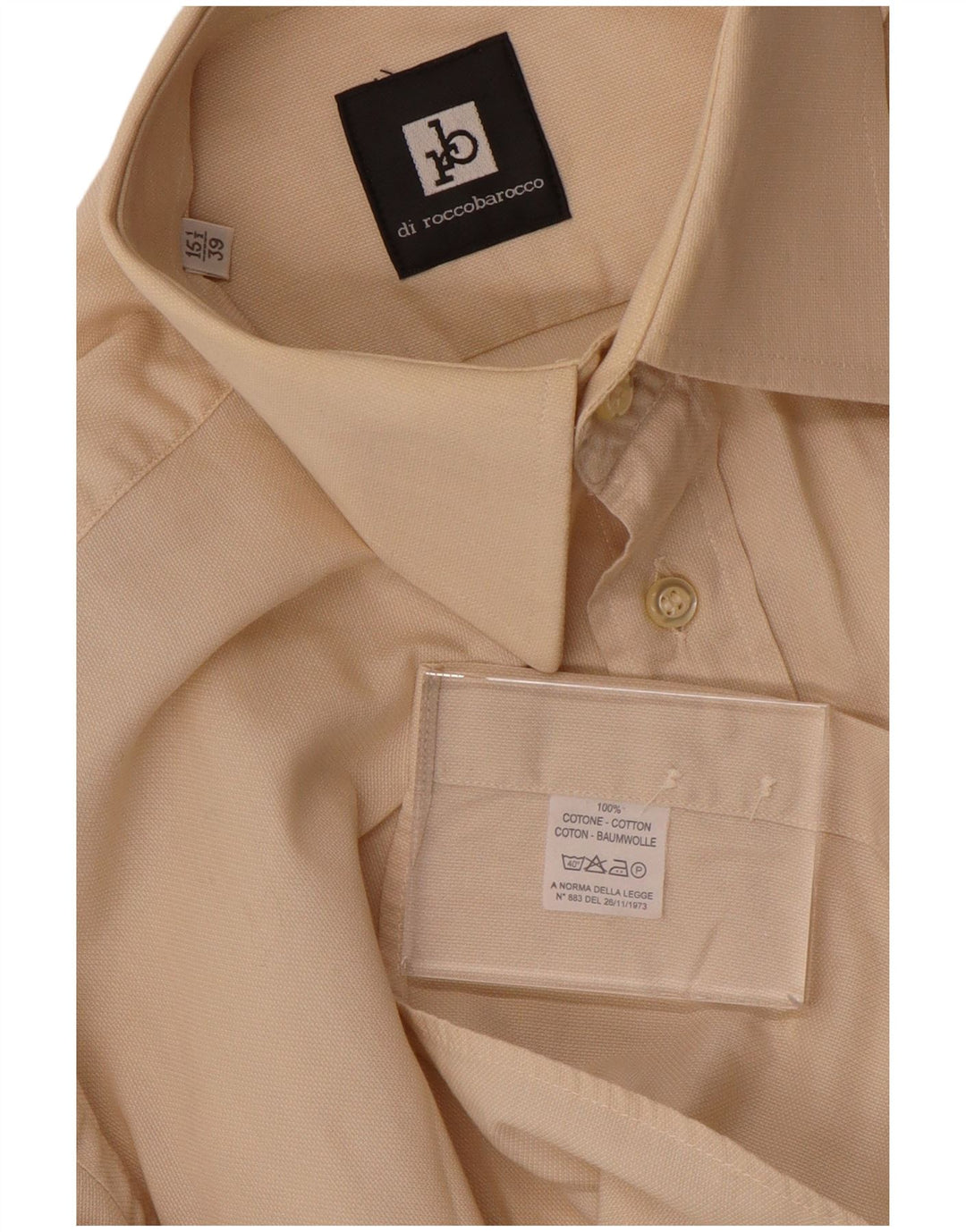 Roccobarocco Camisa para hombre Talla 15 1/2 39 Algodón beige medio