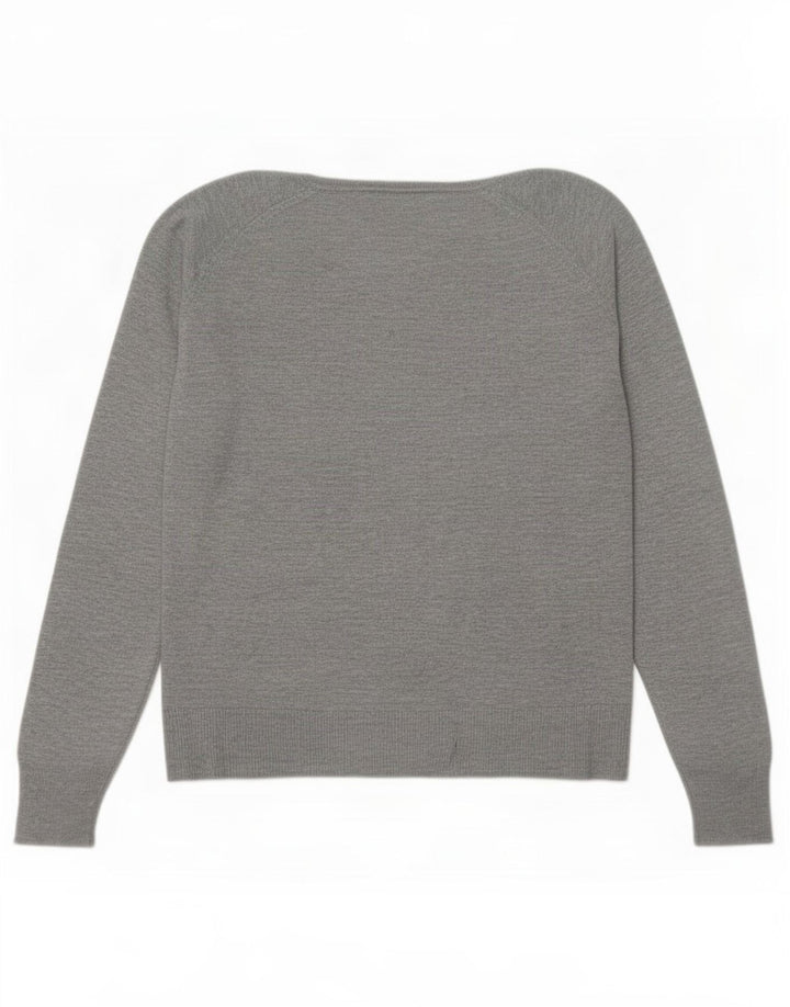 Zara Mujer Jersey De Cuello Redondo De Gran Tamaño UK 44 Viscosa Gris Medio