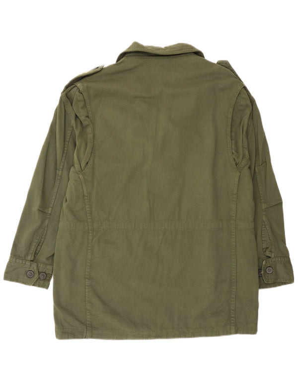 Zara Chaqueta Militar Mujer UK 46 Grande Algodón Caqui