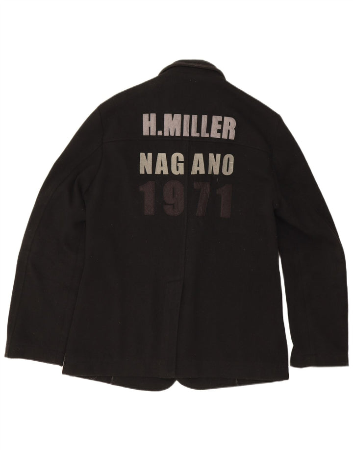 Kejo Chaqueta tipo blazer con gráfico de 3 botones para hombre UK 38 Mediana lana negra