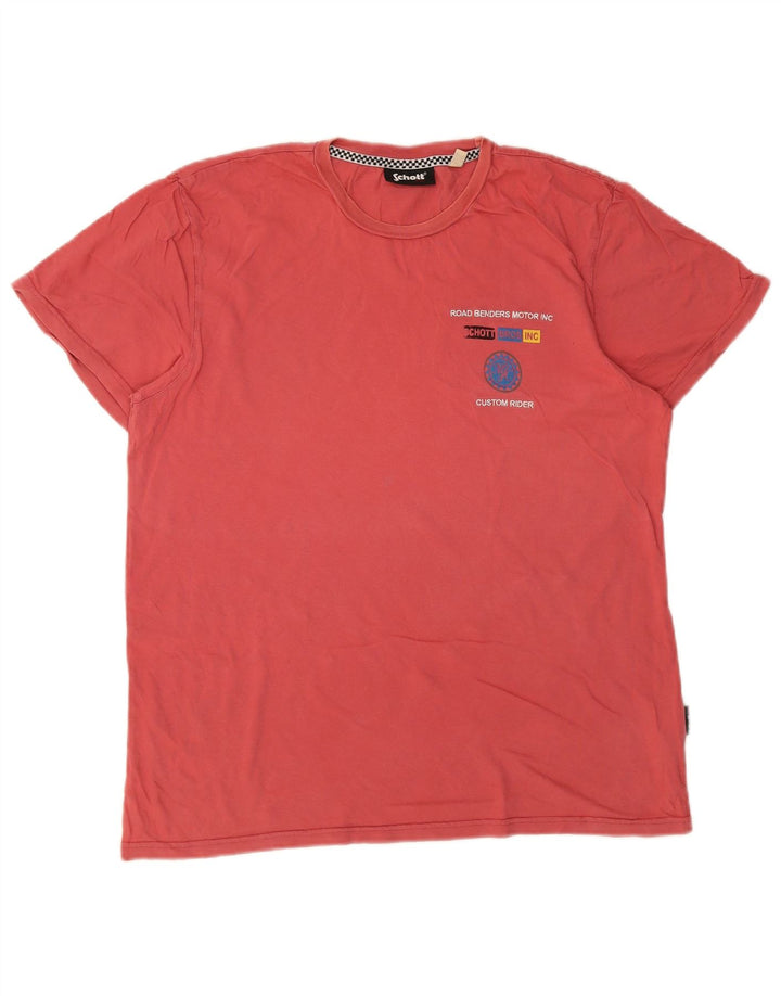 Schott Hombre Camiseta Gráfica Top Grande Rosa Algodón