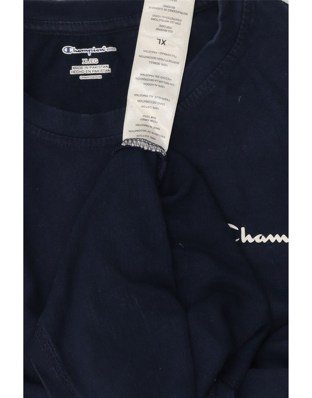 Champion Hombre Top Manga Larga XL Azul Marino Algodón