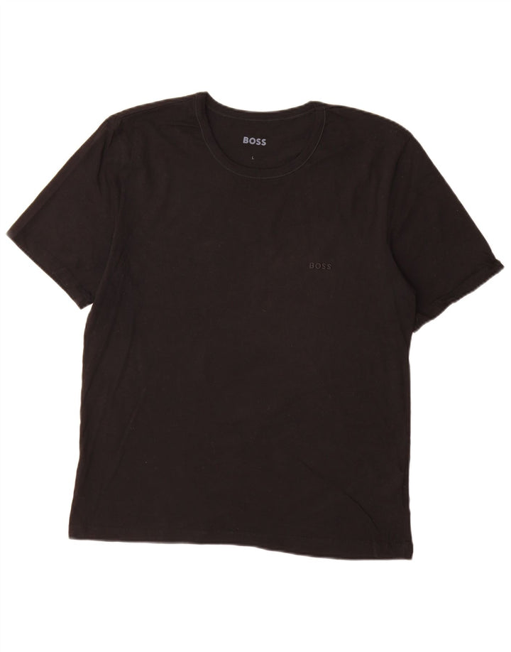 Hugo Boss Mujer Camiseta Top Grande Algodón Negro
