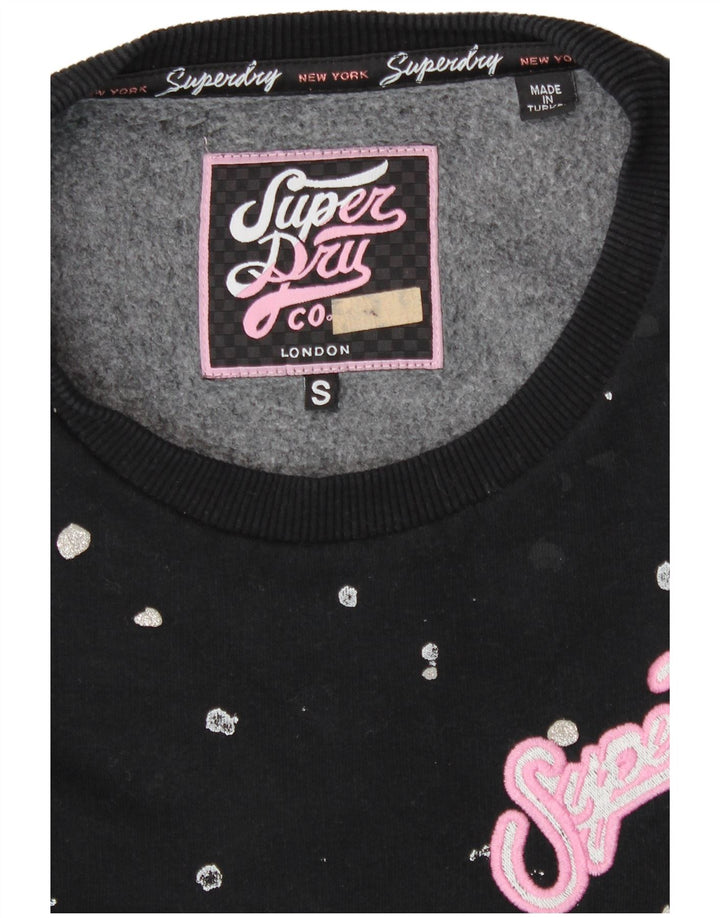 SUPERDRY Jersey de sudadera extragrande para mujer UK 10 Small Black Spotted