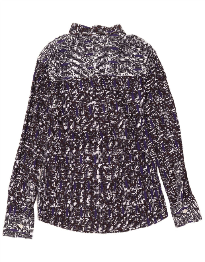 Camisa vintage para hombre pequeña azul marino geométrica
