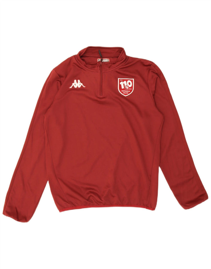 Kappa Mens Graphic Zip Neck Pullover Chándal Top Medio Granate Poliéster