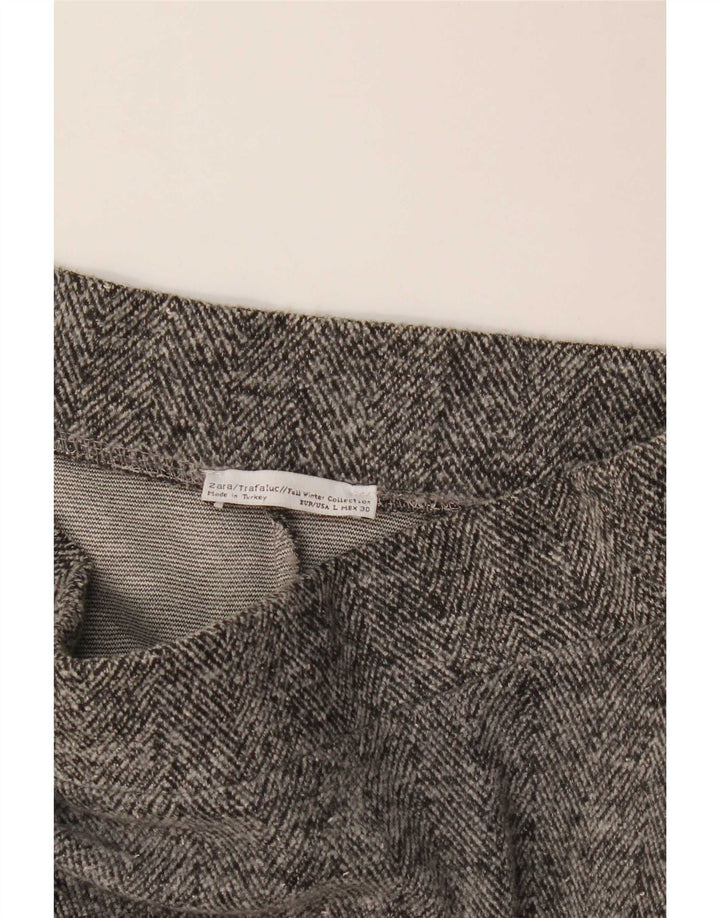 Zara Falda Midi Acampanada Grande W32 Gris Espiga