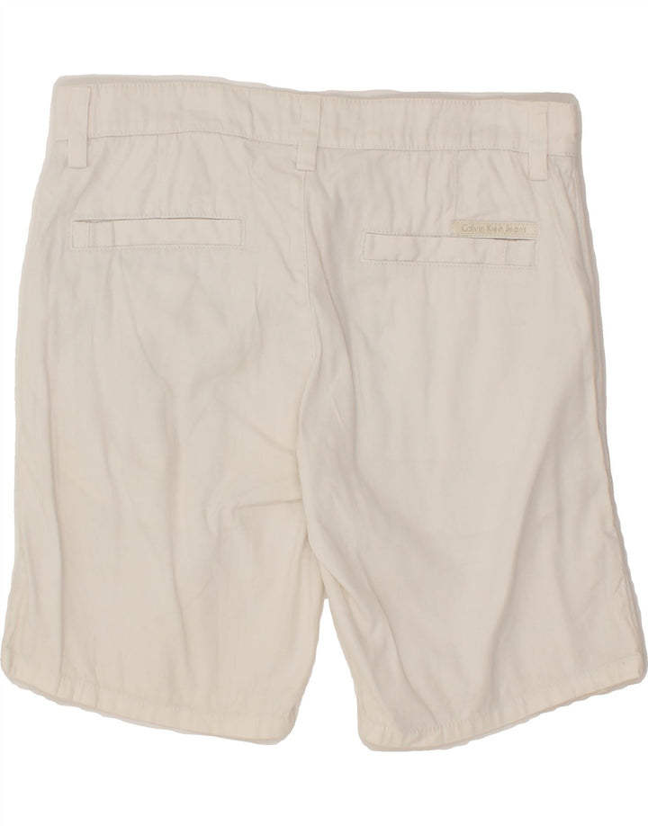 CALVIN KLEIN Womens Chino Shorts W31 Medium White Linen Vintage Calvin Klein and Second-Hand Calvin Klein from Messina Hembry 