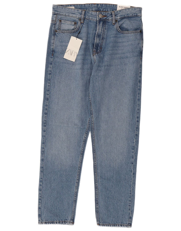 Zara Mens Slim Tapered Jeans EU 40 Medium W31 L30 Algodón Azul