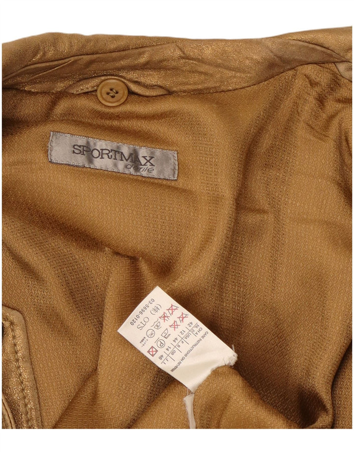 Sportmax - Chaqueta motera corta para mujer, talla 40, talla grande, color dorado