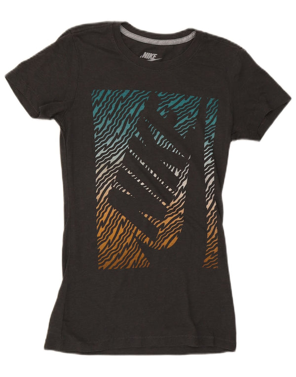 NIKE Camiseta ajustada con gráfico para mujer UK 6 XS Negro