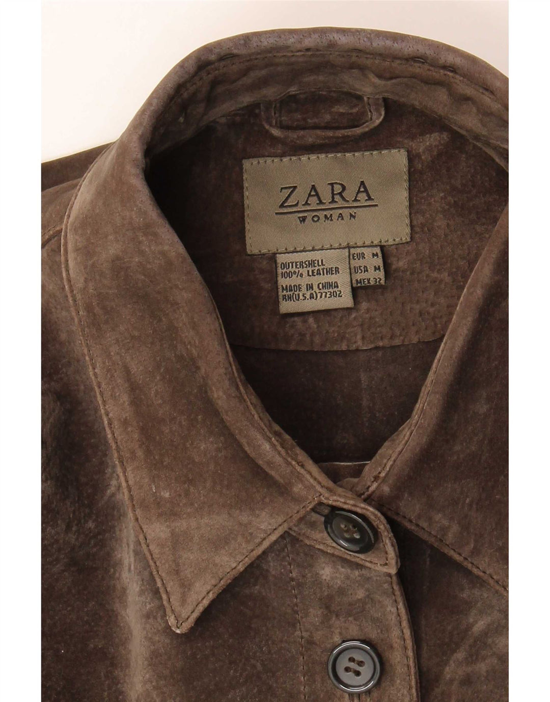 Zara Chaqueta de ante para mujer UK 44 Cuero marrón medio