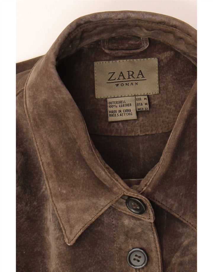 Zara Chaqueta de ante para mujer UK 44 Cuero marrón medio