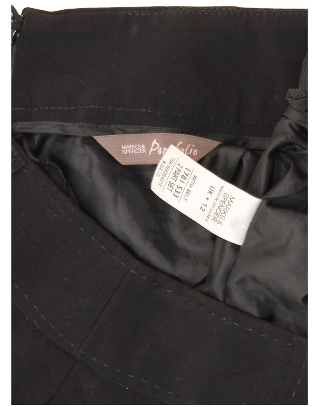 Marks & Spencer Falda lápiz para mujer UK 12 Medium W30 Poliéster negro