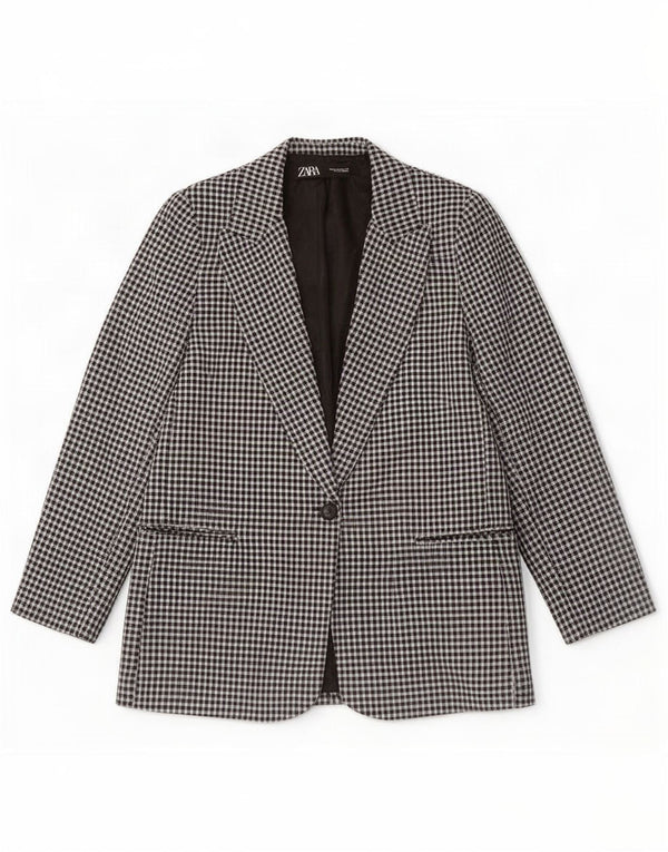 Zara Mujer Chaqueta Blazer De 1 Botón EU 40 Medium Black Gingham