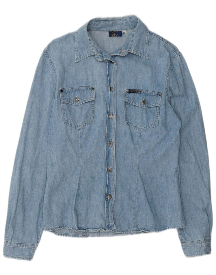 BYBLOS Camisa Vaquera Mujer IT 46 Grande Azul Algodón