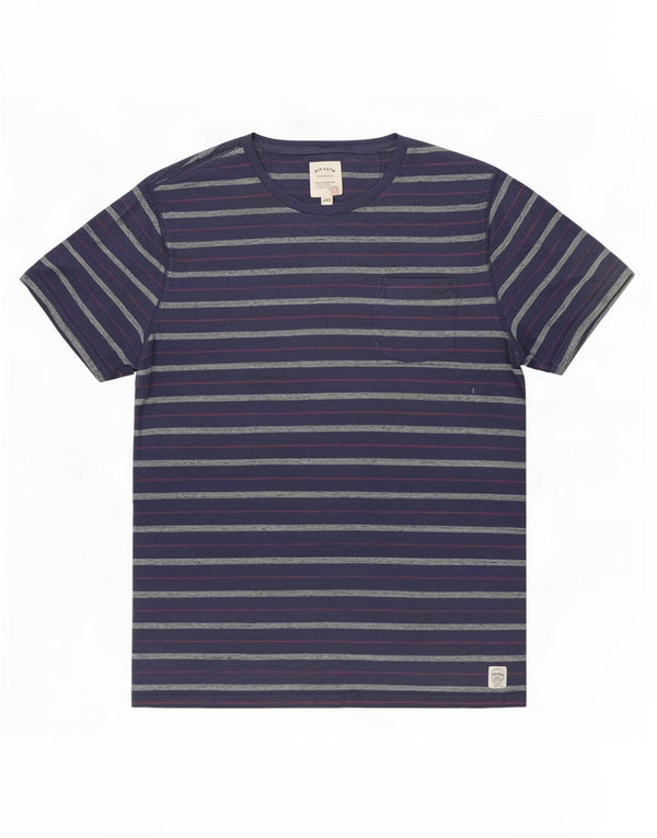 Camiseta para hombre Fat Face Top 2XL Algodón a rayas azul marino