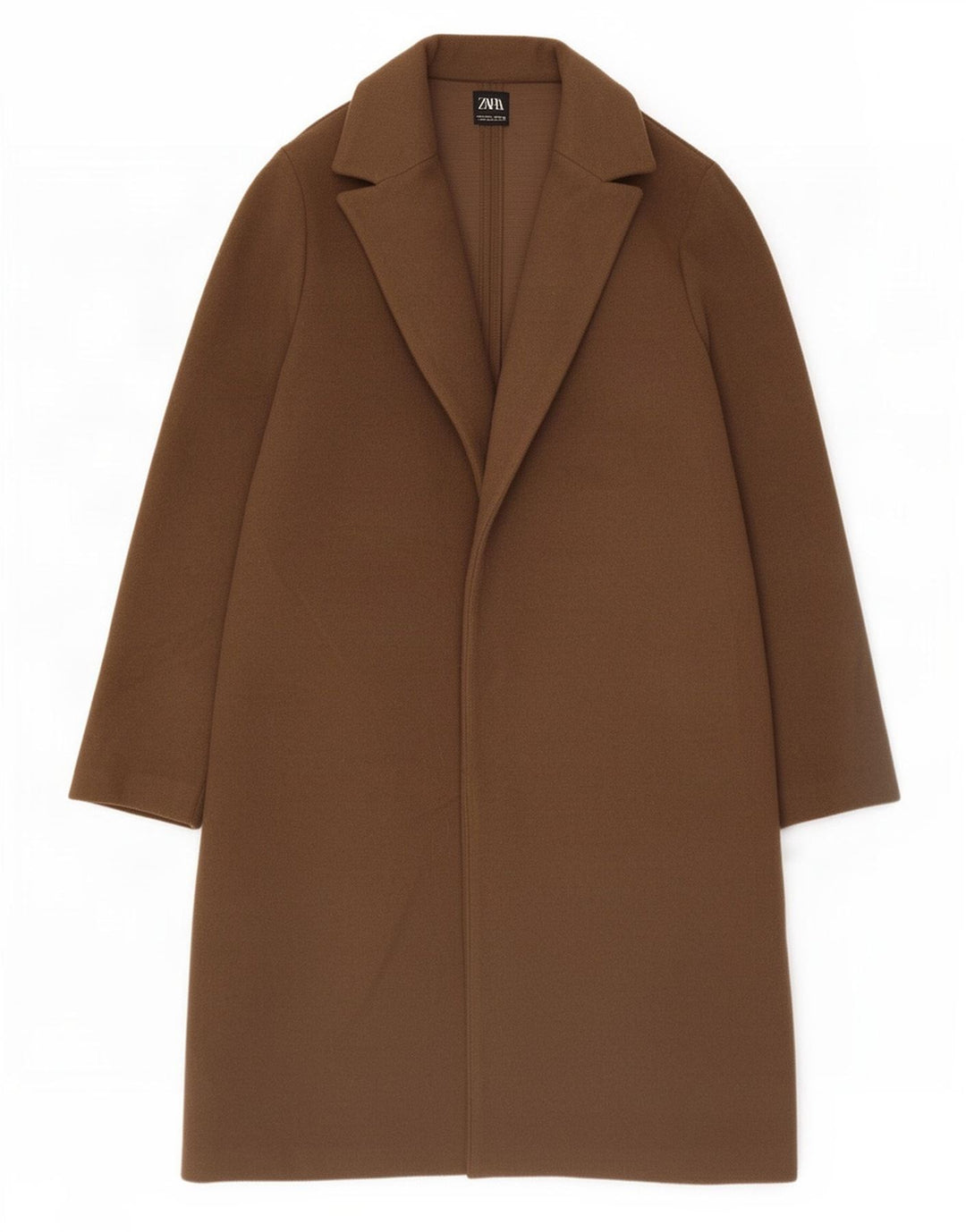 Zara Mujer Abrigo Abierto UK 44 Grande Poliéster Marrón