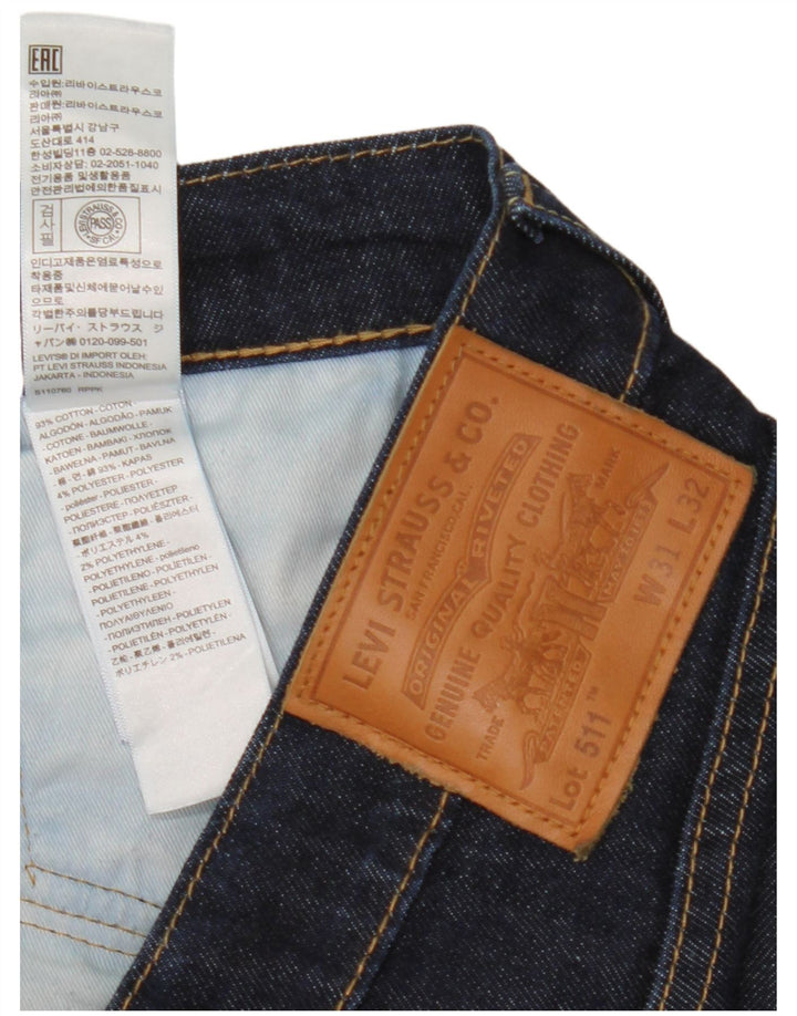 Levi's Mens 511 Slim Jeans W31 L32 Azul Marino Algodón Clásico