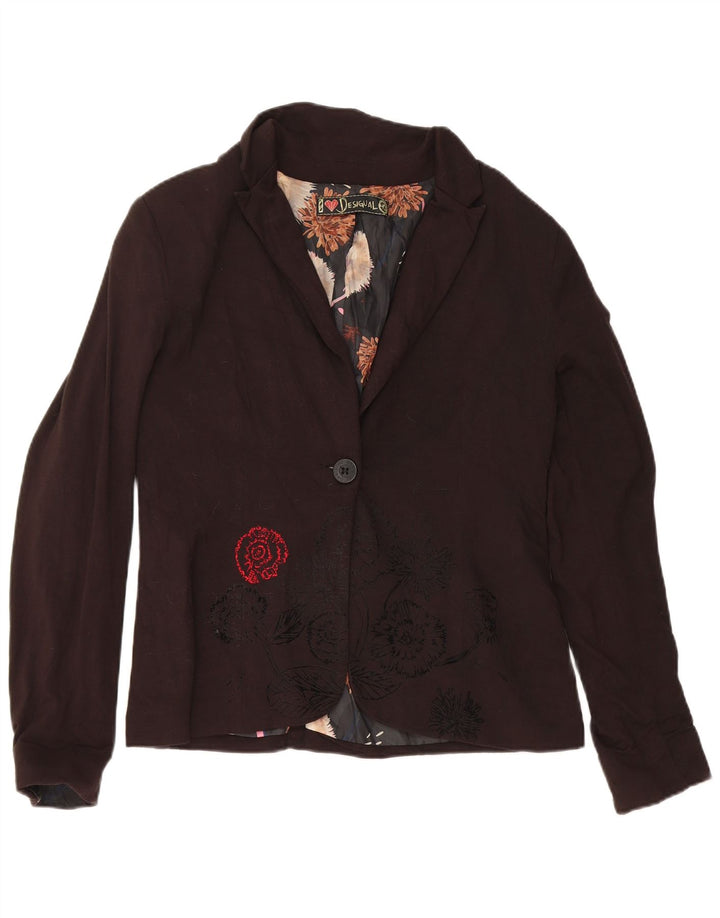 Desigual Chaqueta Blazer De 1 Botón Para Mujer EU 40 Mediana Negro Floral