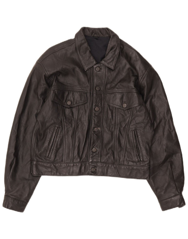 Vintage hombres bombardero chaqueta de cuero Reino Unido 36 pequeño negro