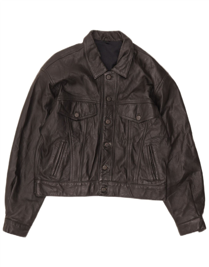 Vintage hombres bombardero chaqueta de cuero Reino Unido 36 pequeño negro