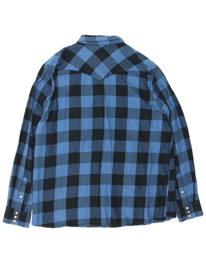Wrangler Camisa de franela de ajuste regular para hombre XL Algodón a cuadros azul