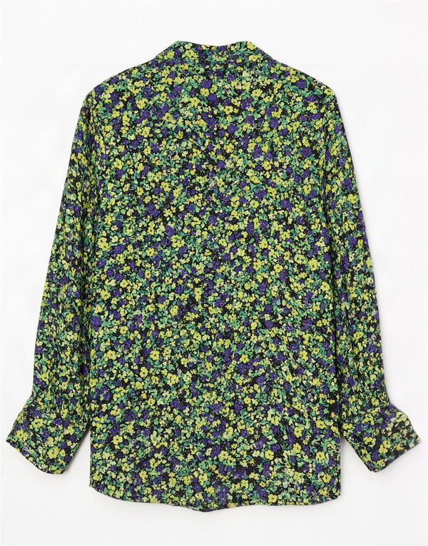 Zara Blusa Camisera Mujer UK 40 Small Viscosa Floral Multicolor
