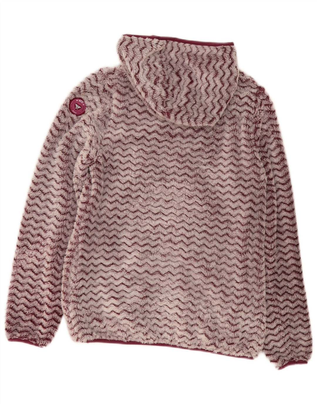 Avirex Chaqueta polar con capucha para mujer UK 12 Poliéster Chevron burdeos mediano