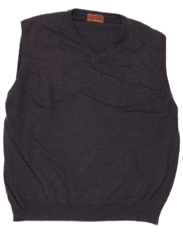Marks & Spencer Chaleco para hombre Camiseta sin mangas XL Lana merino azul marino