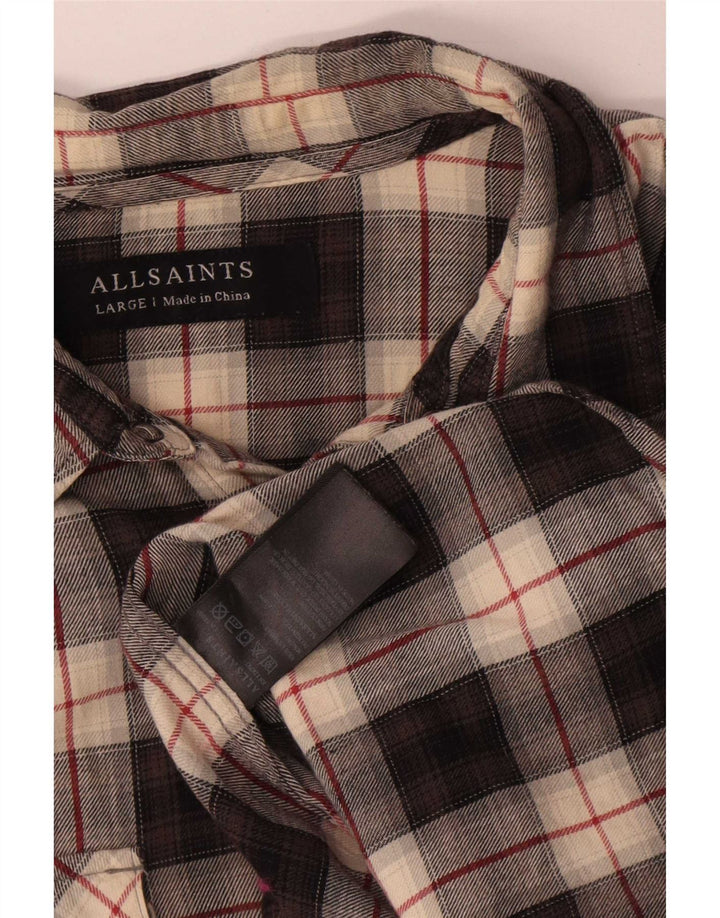 All Saints Camisa de franela para hombre Algodón a cuadros negros grandes
