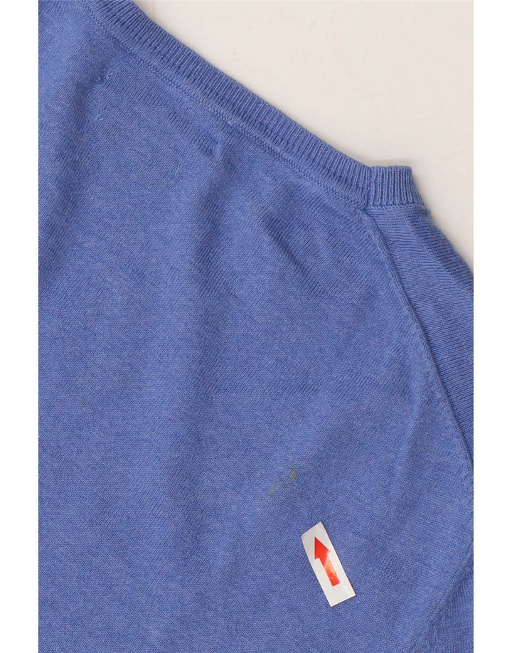 Jersey Massimo Dutti Hombre Cuello Pico Algodón Azul Medio