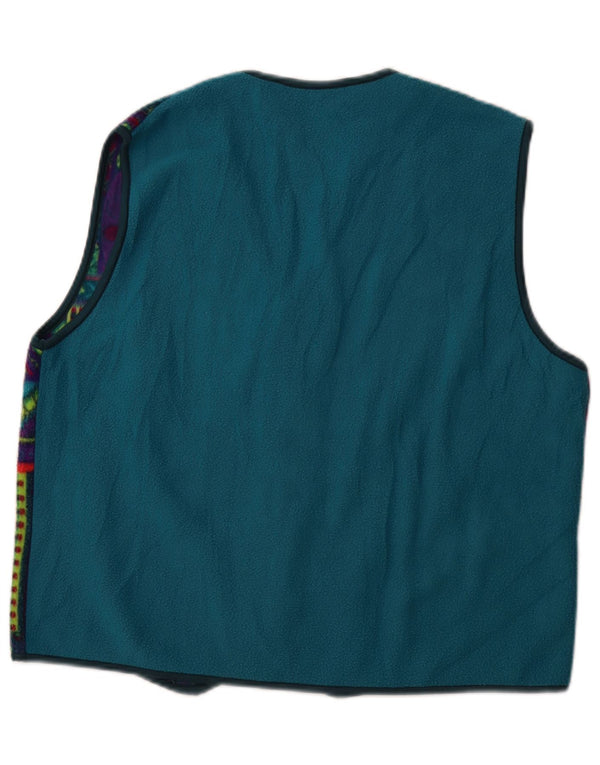 VINTAGE Hombres Fleece Gilet Reino Unido 42 XL Geométrico Multicolor