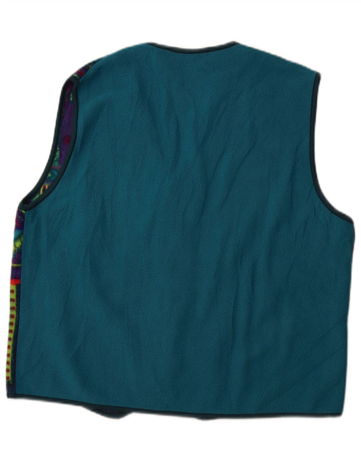 VINTAGE Hombres Fleece Gilet Reino Unido 42 XL Geométrico Multicolor