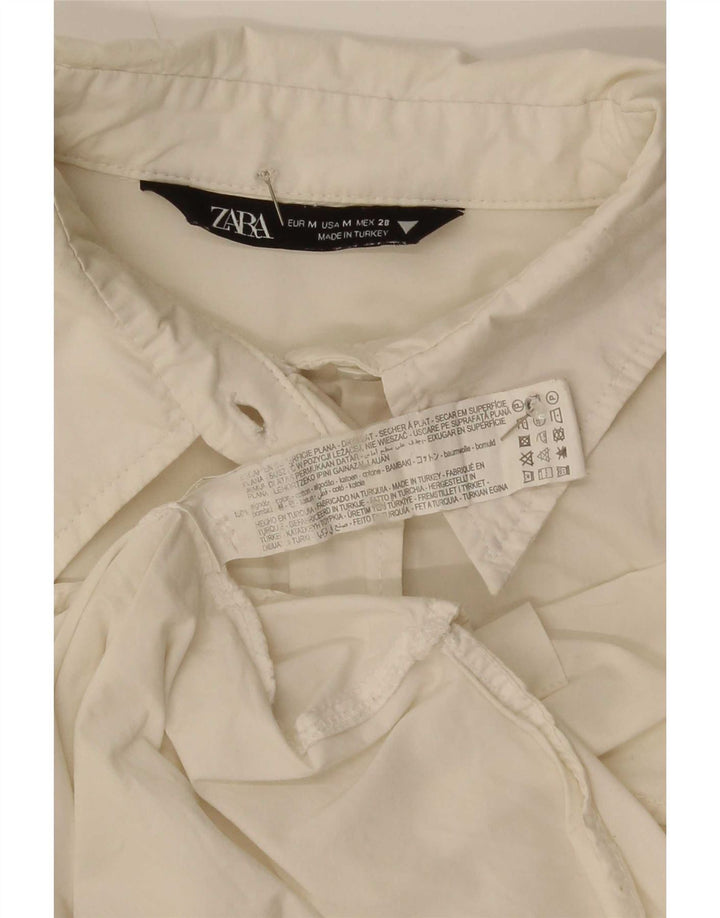 Zara Mujer Camisa Extragrande UK 44 Mediana Algodón Blanco