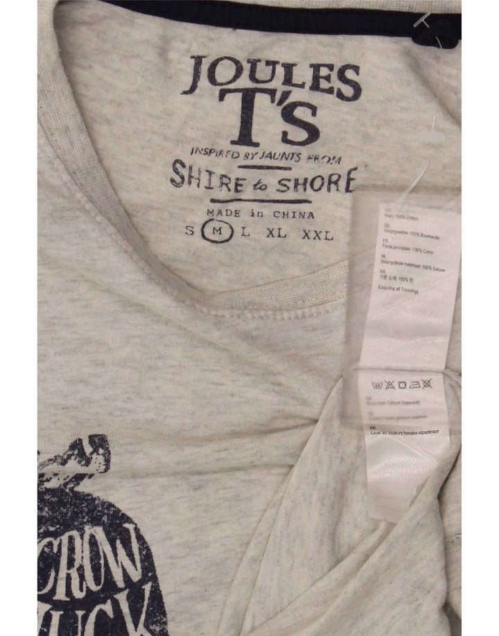 Joules Hombre Camiseta Gráfica Top Algodón Gris Medio