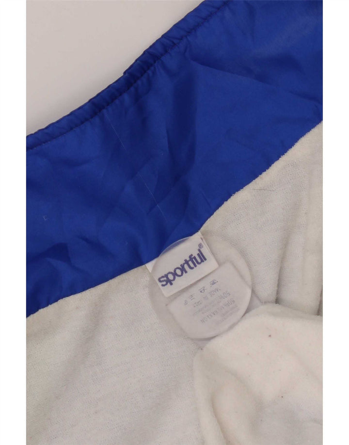 Vintage hombres chándal top chaqueta XL azul geométrico poliéster