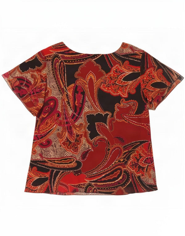 Marks & Spencer Blusa para Mujer Top UK 20 2XL Poliéster Paisley Negro