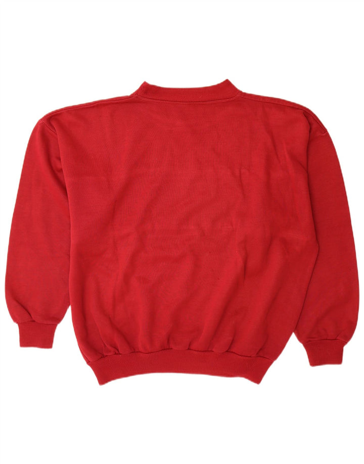 Vintage Hombres Sudadera Gráfica Jumper XL Rojo Colorblock